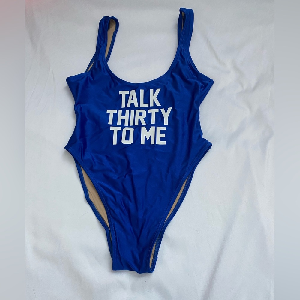 “Talk Thirty to Me” Printed One-piece swimsuit